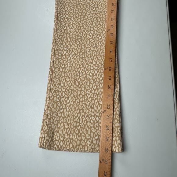 J Mclaughlin Pants Womens 8 Tan Ivy Crop Pullon Flare Animal Print Preppy Career - Picture 11 of 12